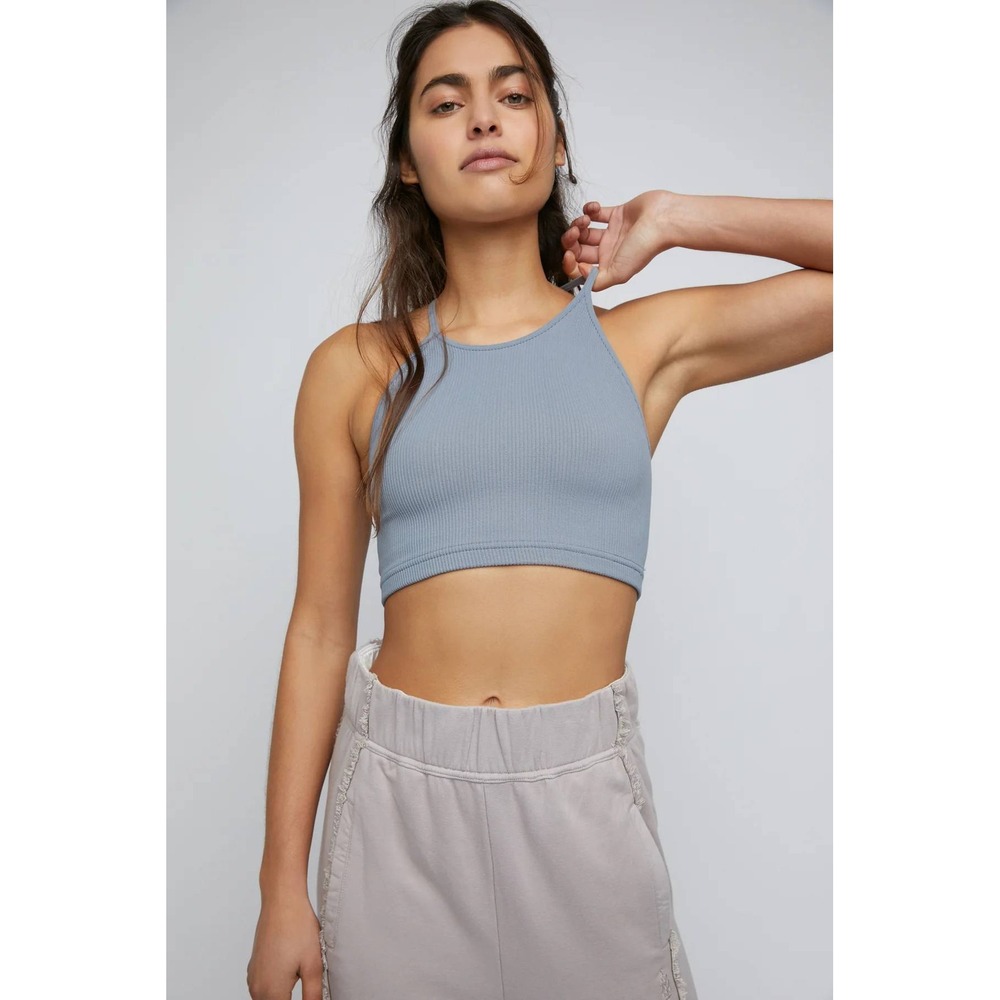 Free People Movement Cropped Performance Tank - Stormy Sea Blue XS/S NWT